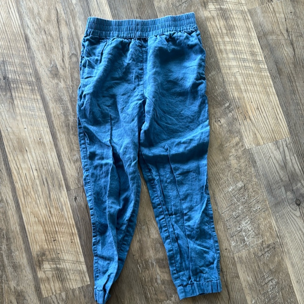 Not perfect linen denim blue pants with side pockets size medium